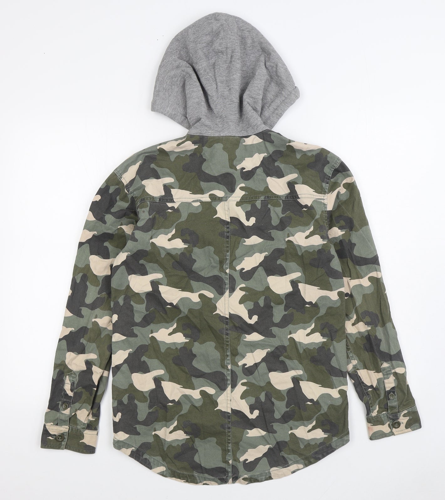 H&M Womens Green Camouflage Jacket Size S Button