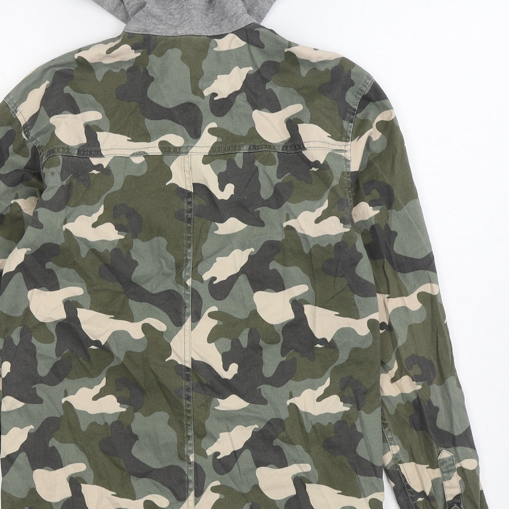 H&M Womens Green Camouflage Jacket Size S Button