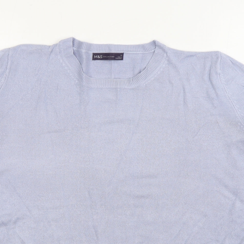Marks and Spencer Womens Blue Round Neck Acrylic Pullover Jumper Size 12