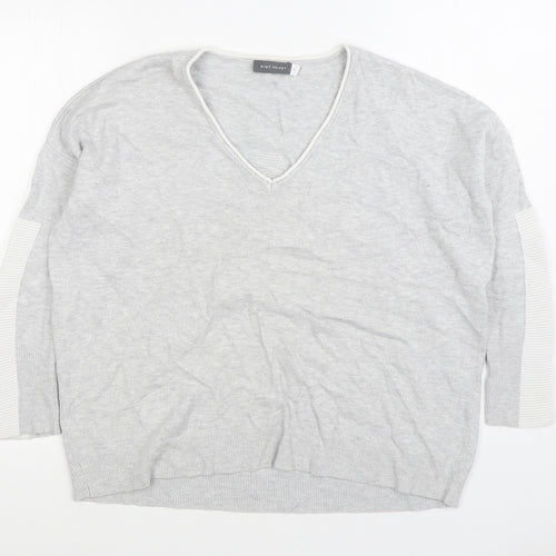 Mint Velvet Womens Grey V-Neck Viscose Pullover Jumper Size M
