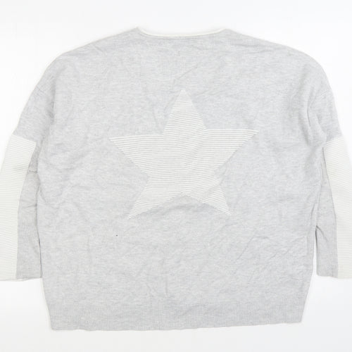 Mint Velvet Womens Grey V-Neck Viscose Pullover Jumper Size M