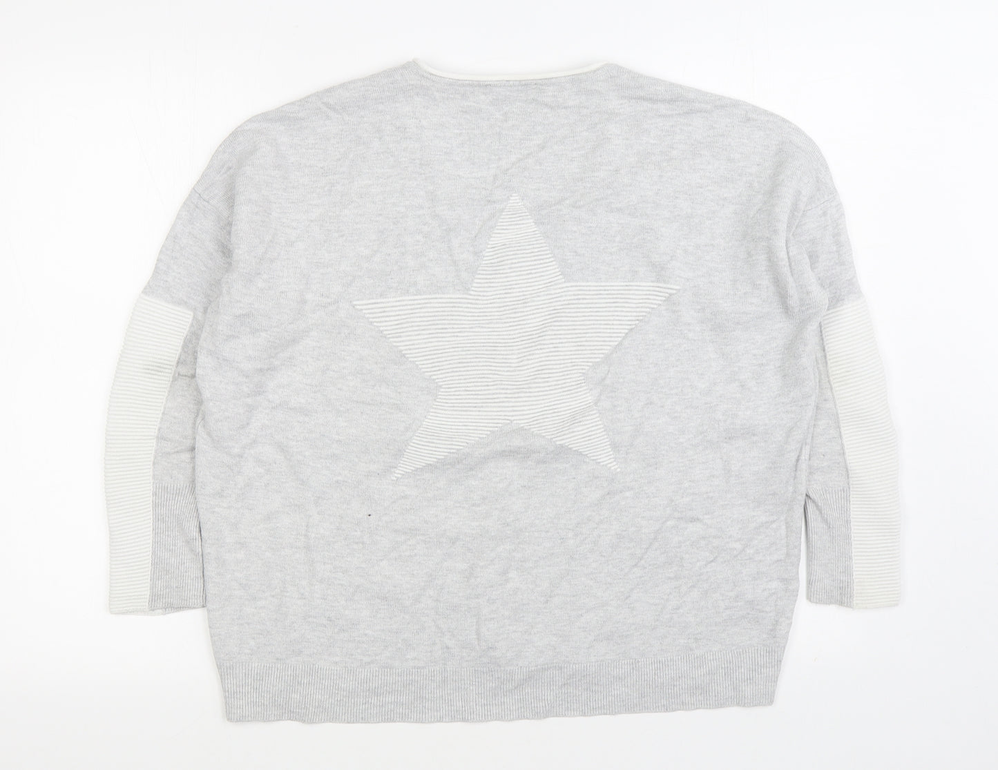 Mint Velvet Womens Grey V-Neck Viscose Pullover Jumper Size M