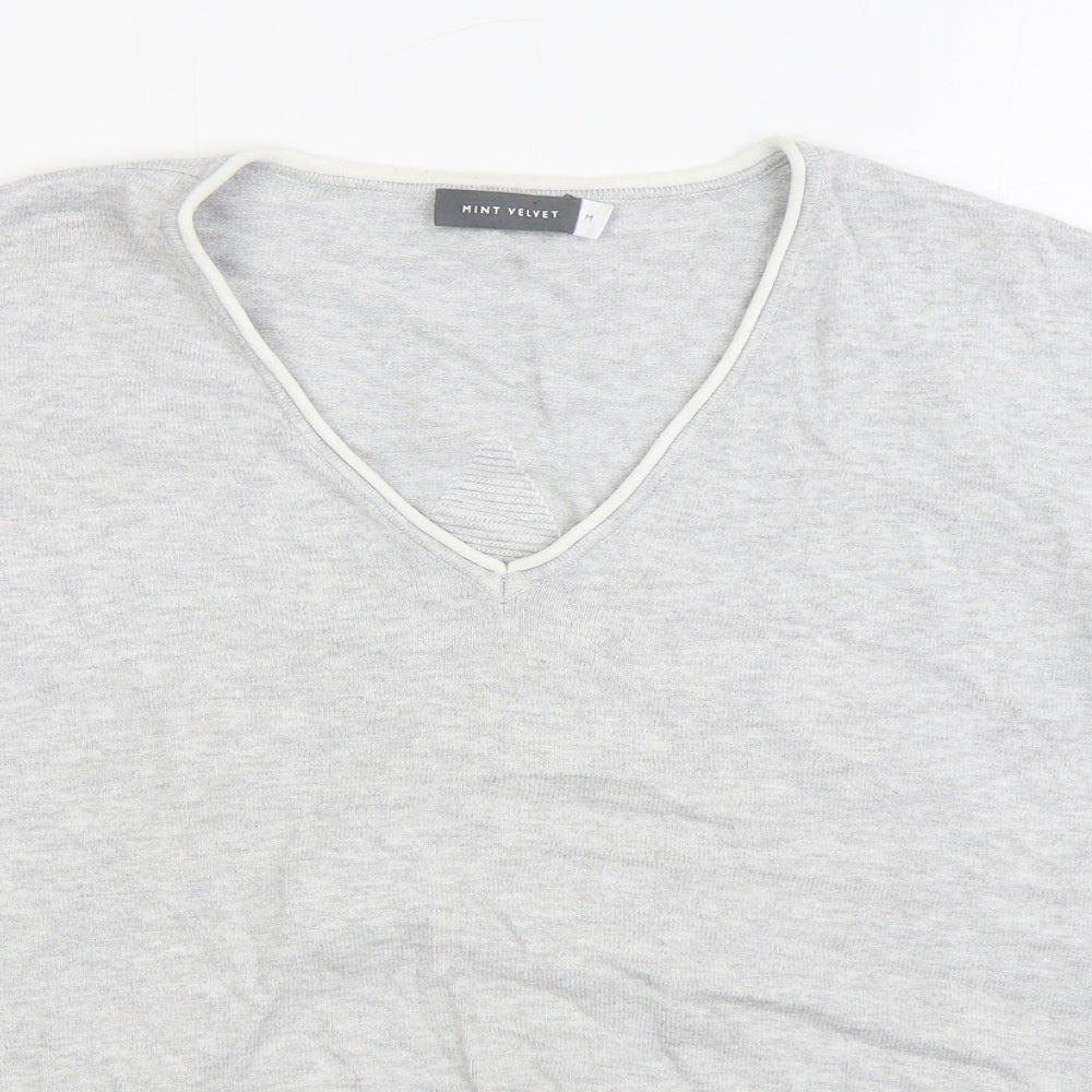 Mint Velvet Womens Grey V-Neck Viscose Pullover Jumper Size M