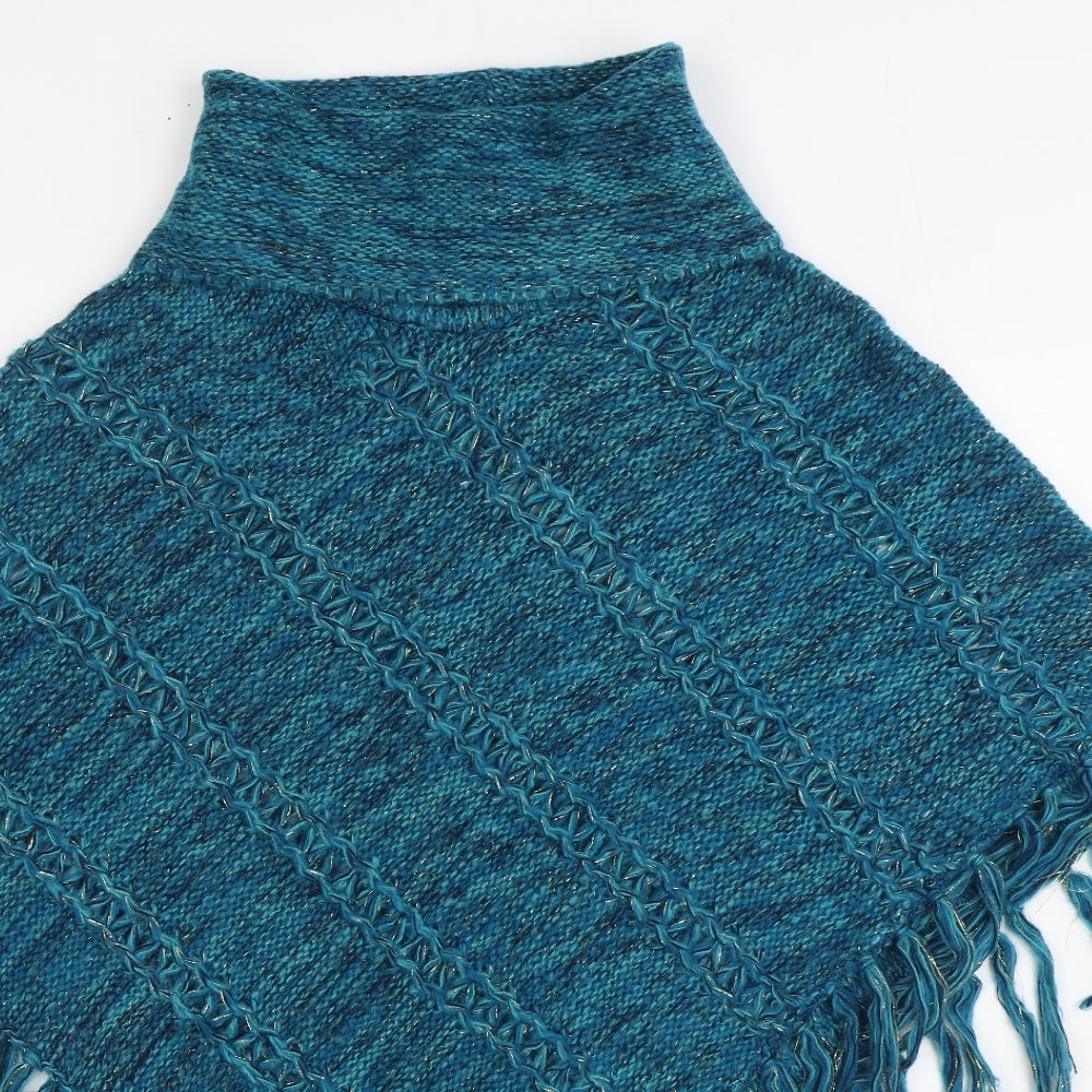 M&Co Womens Blue Jacket Poncho Size S