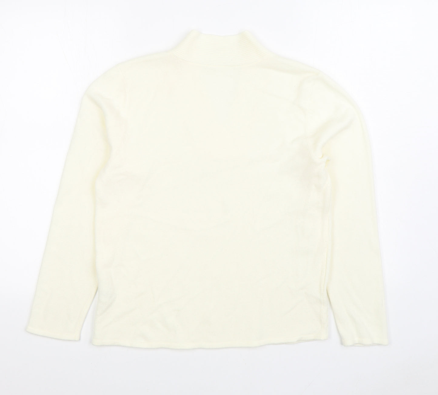 Bonmarché Womens White V-Neck Acrylic Pullover Jumper Size S