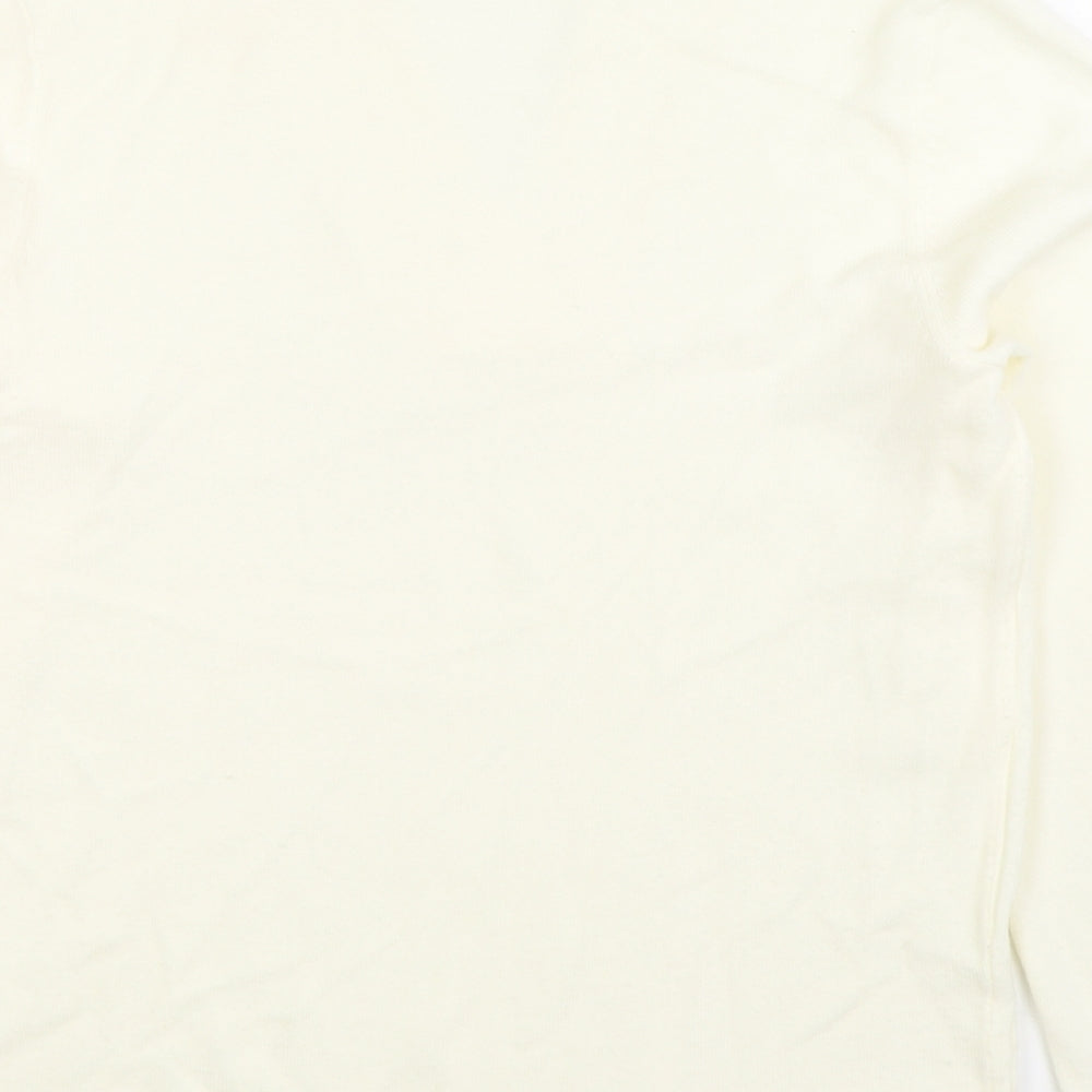 Bonmarché Womens White V-Neck Acrylic Pullover Jumper Size S