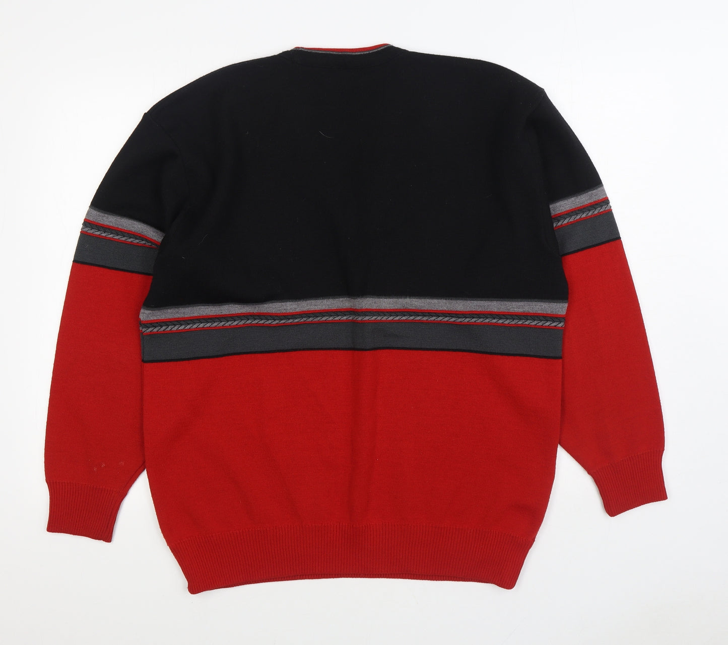 Pierre Sangan Mens Multicoloured V-Neck Striped Wool Pullover Jumper Size XL