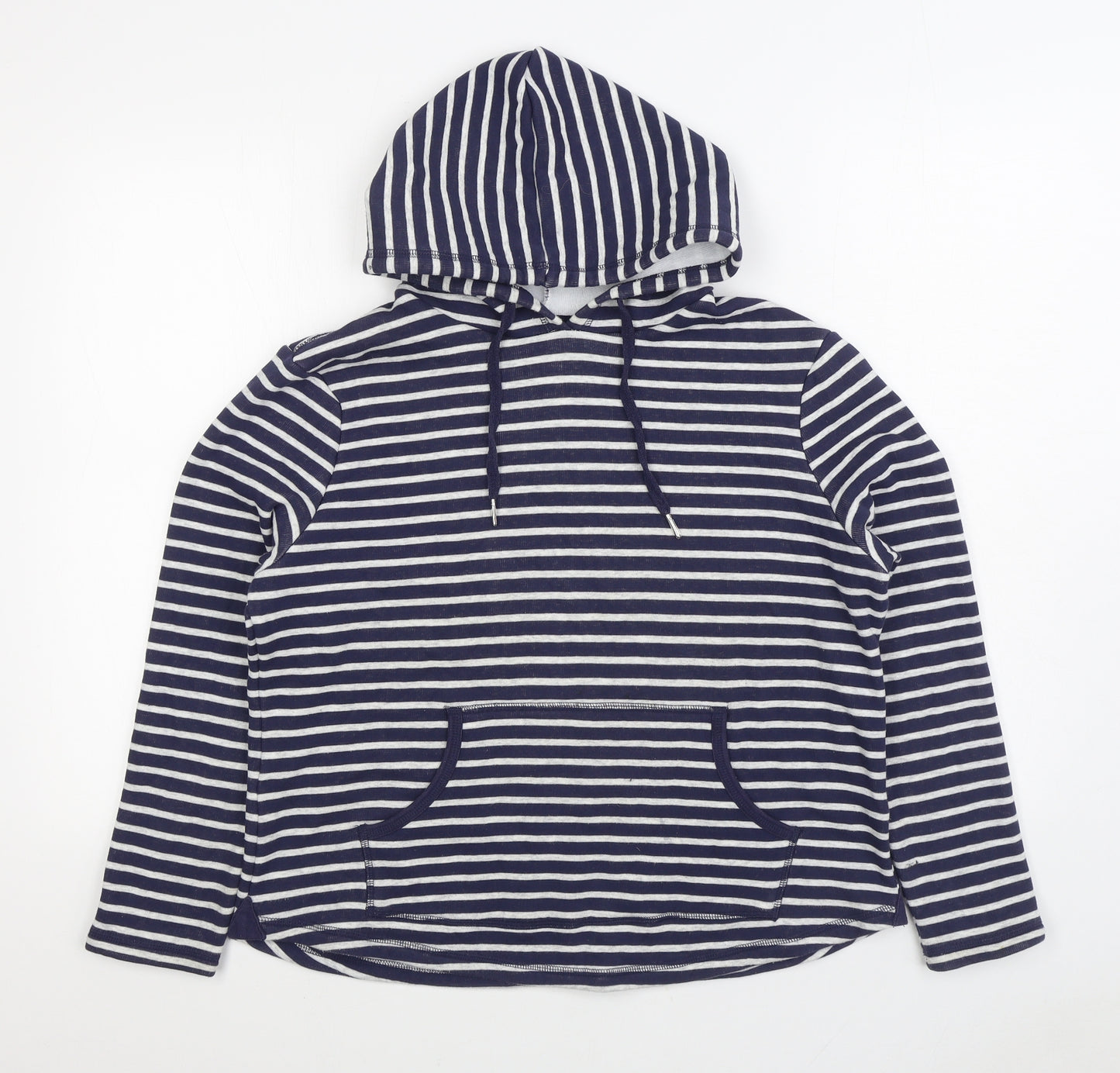 TU Womens Blue Striped Polyester Pullover Hoodie Size 12 Pullover