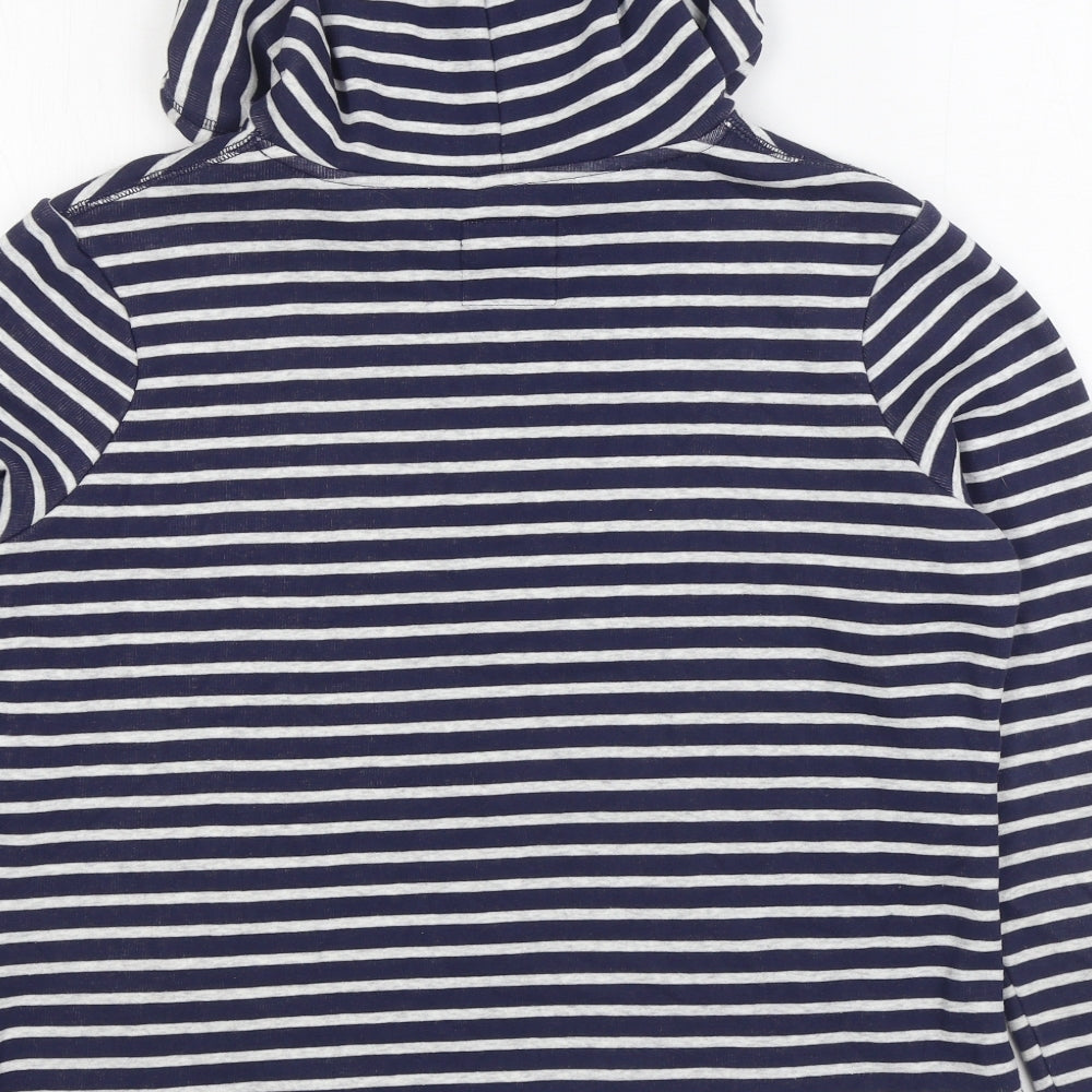 TU Womens Blue Striped Polyester Pullover Hoodie Size 12 Pullover