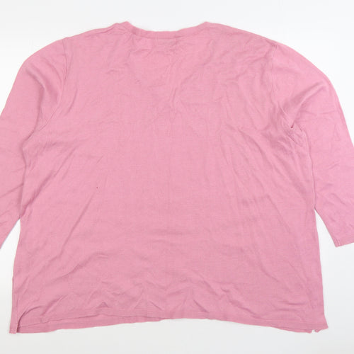 Box 2 Womens Pink V-Neck Acrylic Pullover Jumper Size 20