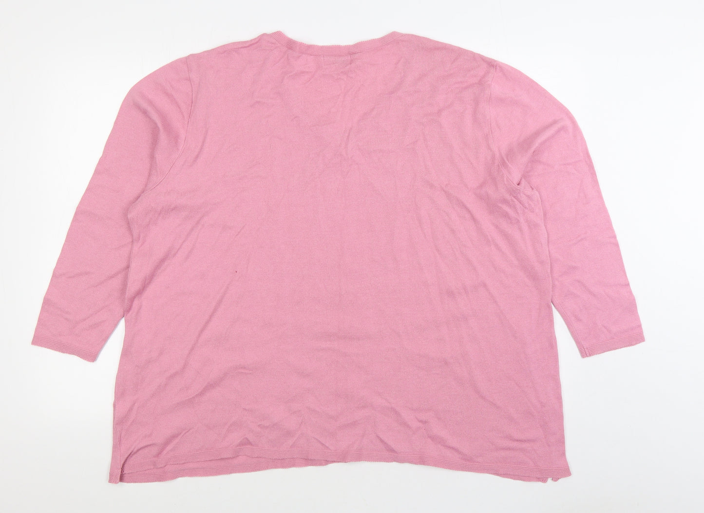 Box 2 Womens Pink V-Neck Acrylic Pullover Jumper Size 20