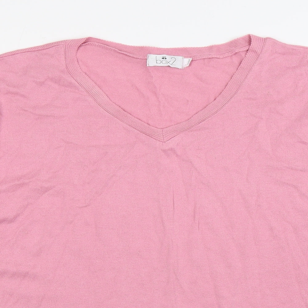 Box 2 Womens Pink V-Neck Acrylic Pullover Jumper Size 20