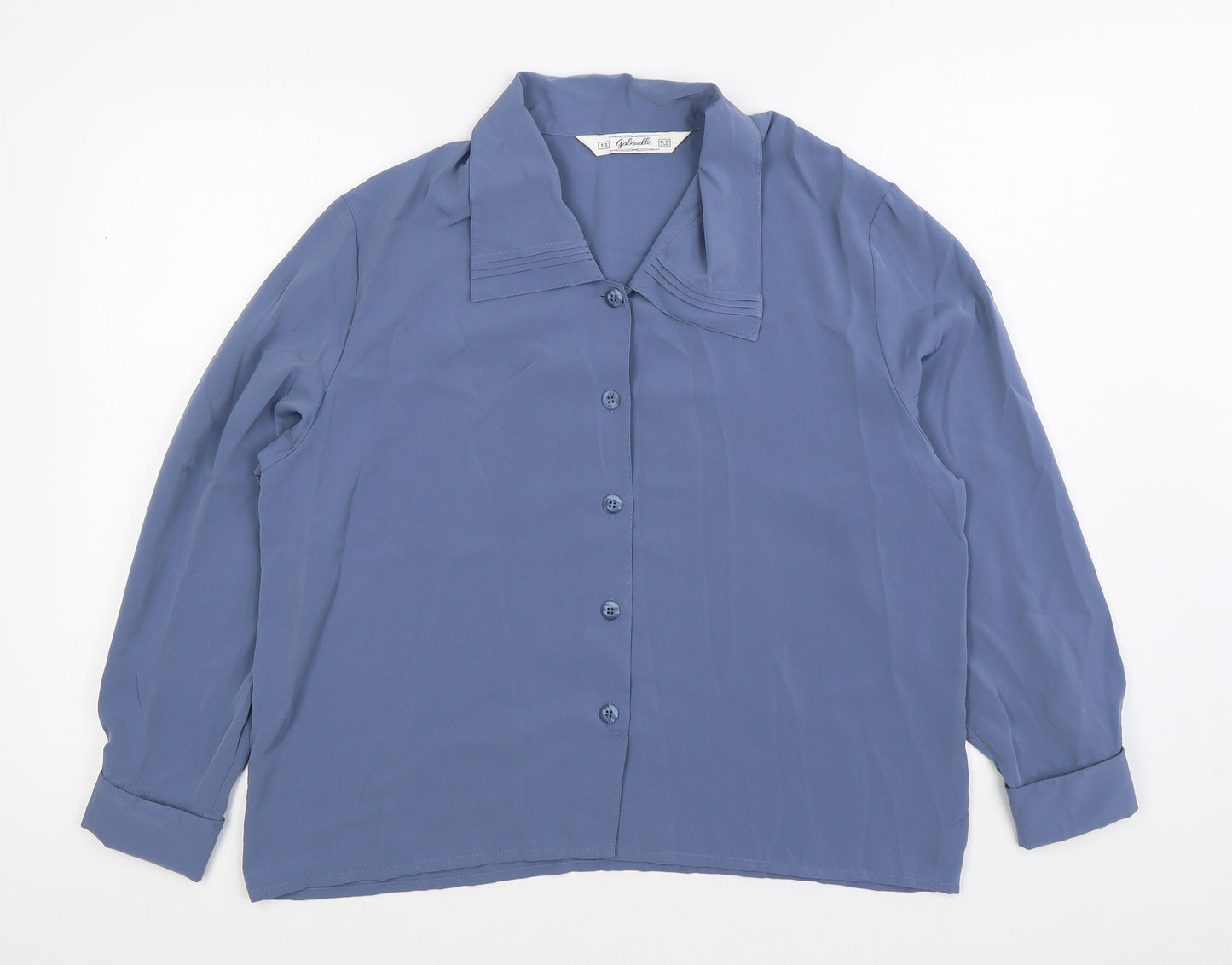 Galuelle Womens Blue Polyester Basic Button-Up Size 18 Collared