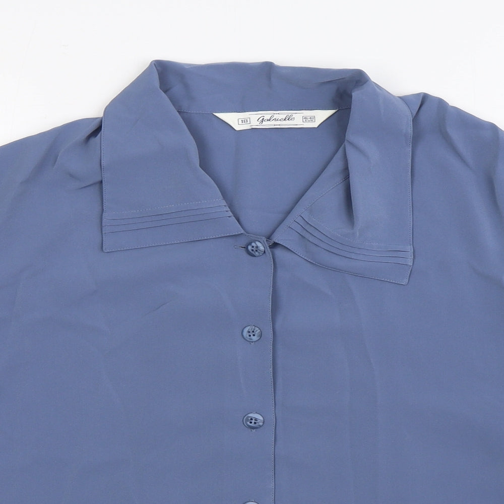 Galuelle Womens Blue Polyester Basic Button-Up Size 18 Collared