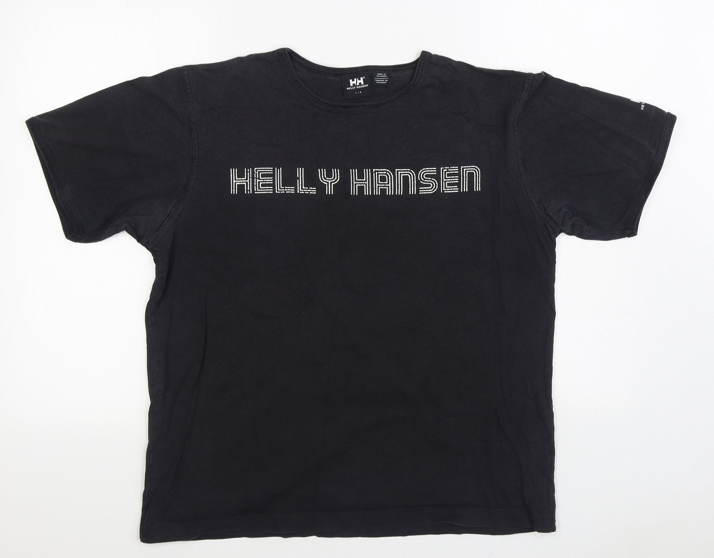 Helly Hansen Mens Black Cotton T-Shirt Size L Round Neck
