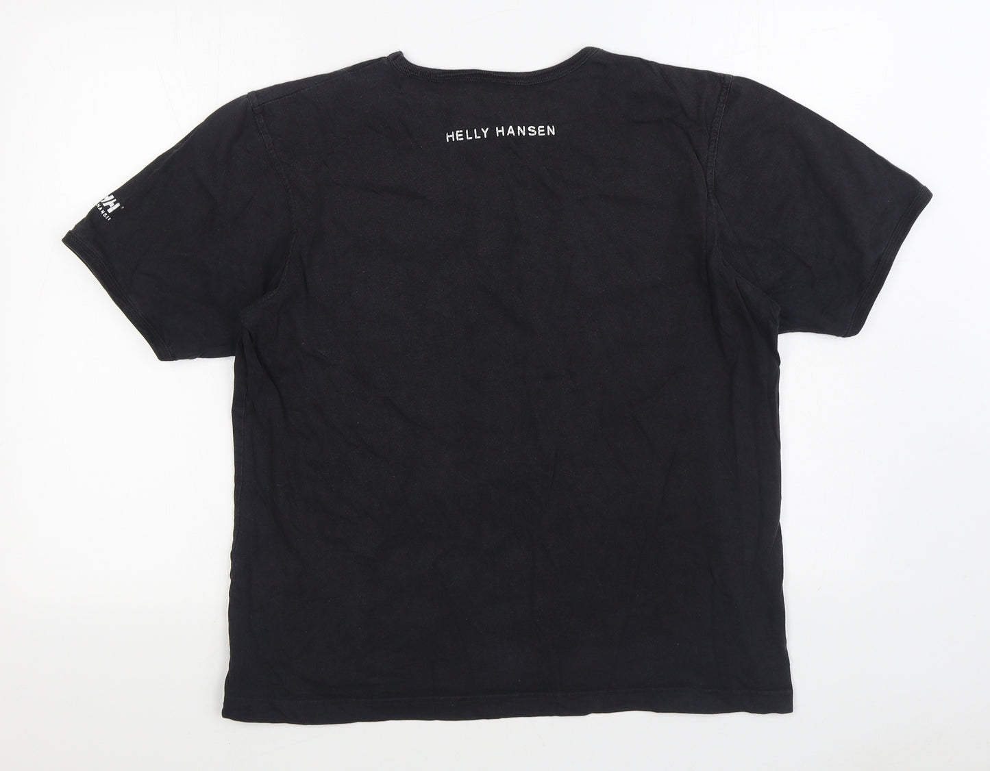 Helly Hansen Mens Black Cotton T-Shirt Size L Round Neck