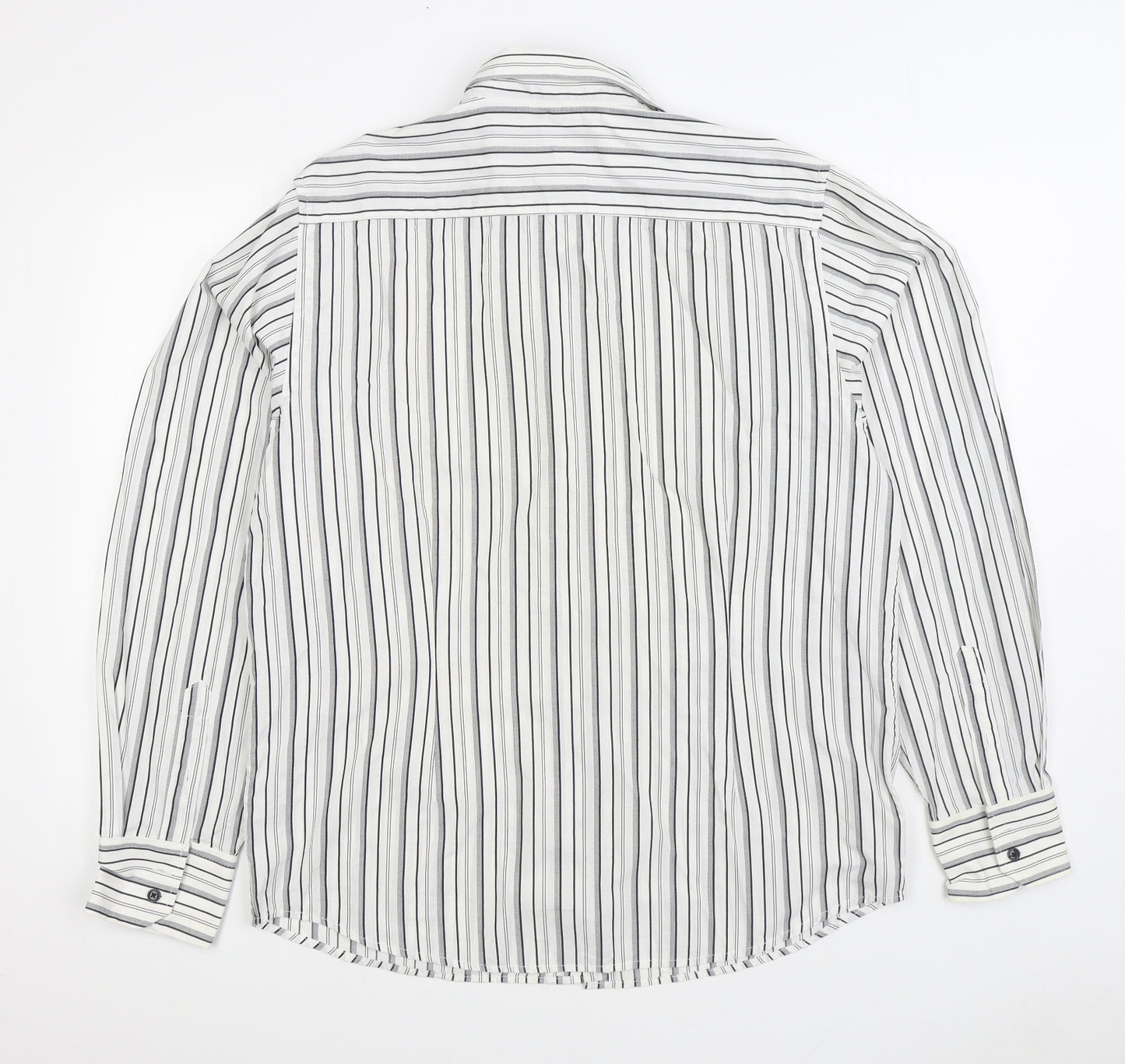 Cedar Wood State Mens White Striped Cotton Button-Up Size XL Collared Button