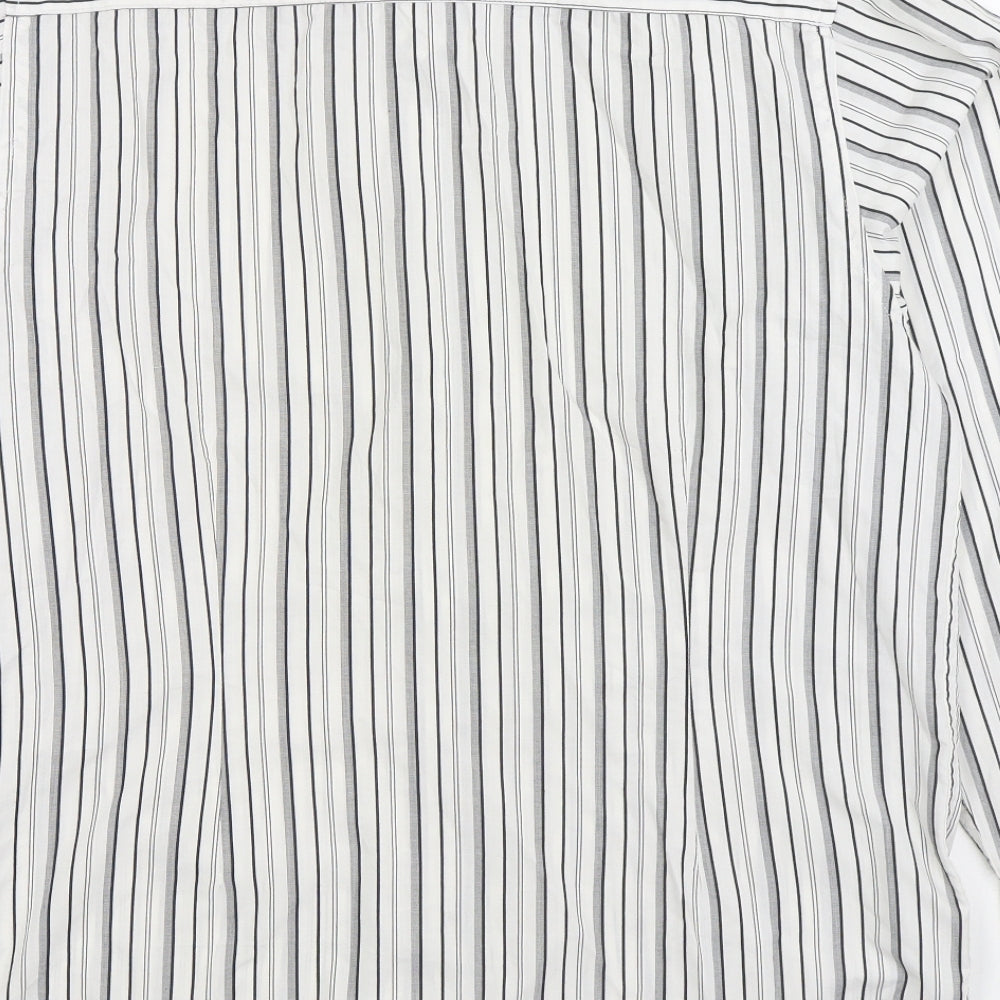 Cedar Wood State Mens White Striped Cotton Button-Up Size XL Collared Button