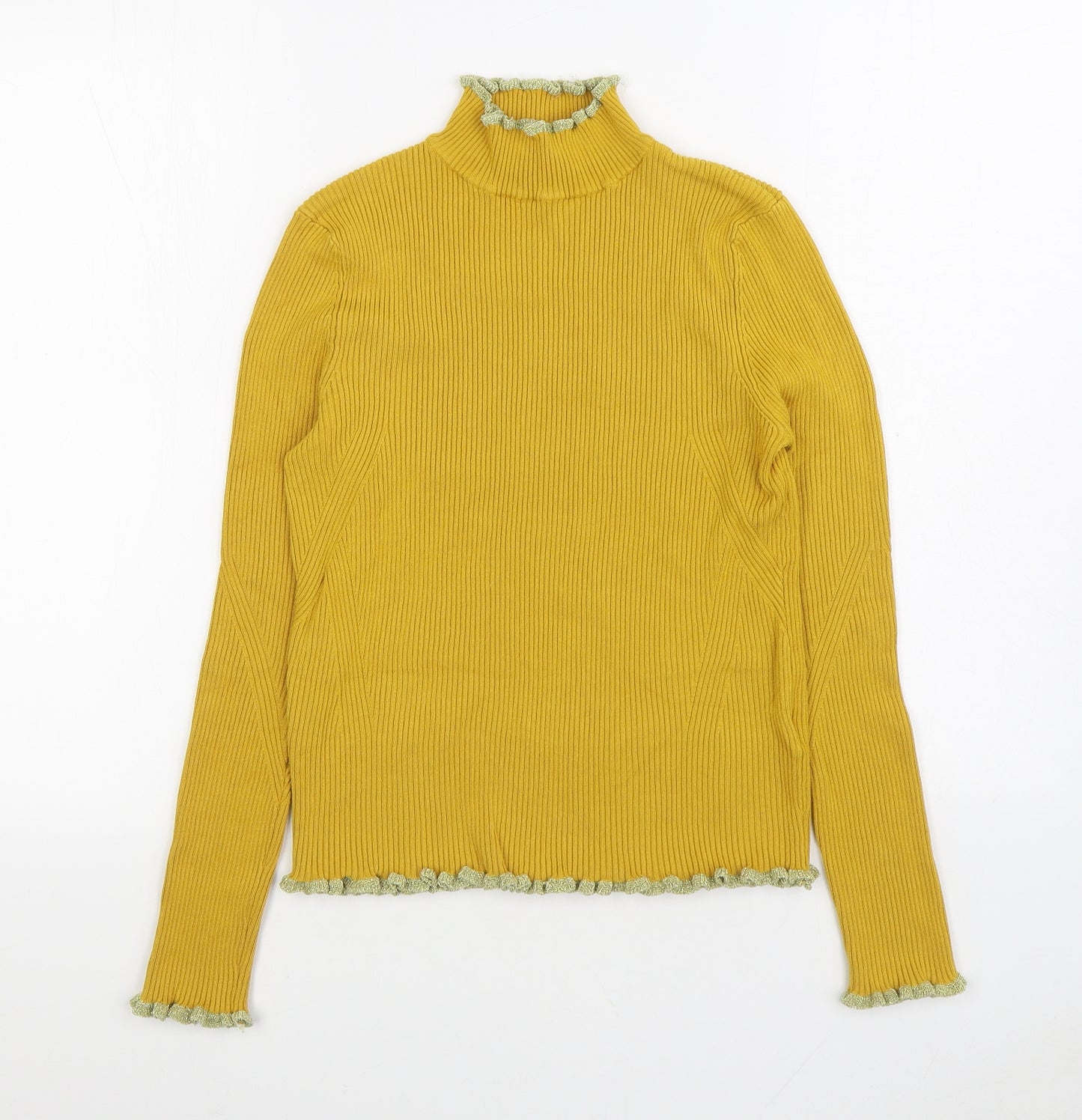 Marks and Spencer Womens Yellow High Neck Viscose Pullover Jumper Size 12