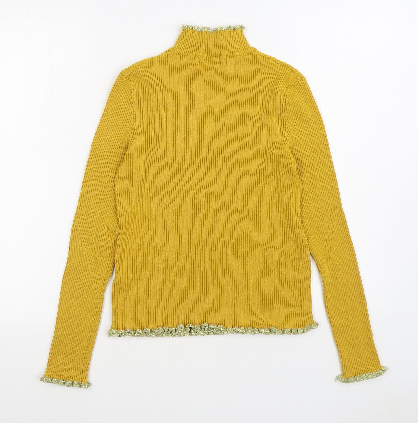 Marks and Spencer Womens Yellow High Neck Viscose Pullover Jumper Size 12