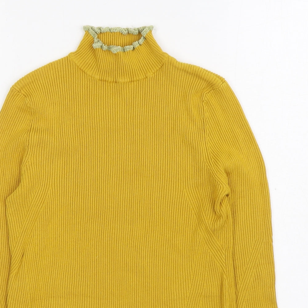 Marks and Spencer Womens Yellow High Neck Viscose Pullover Jumper Size 12
