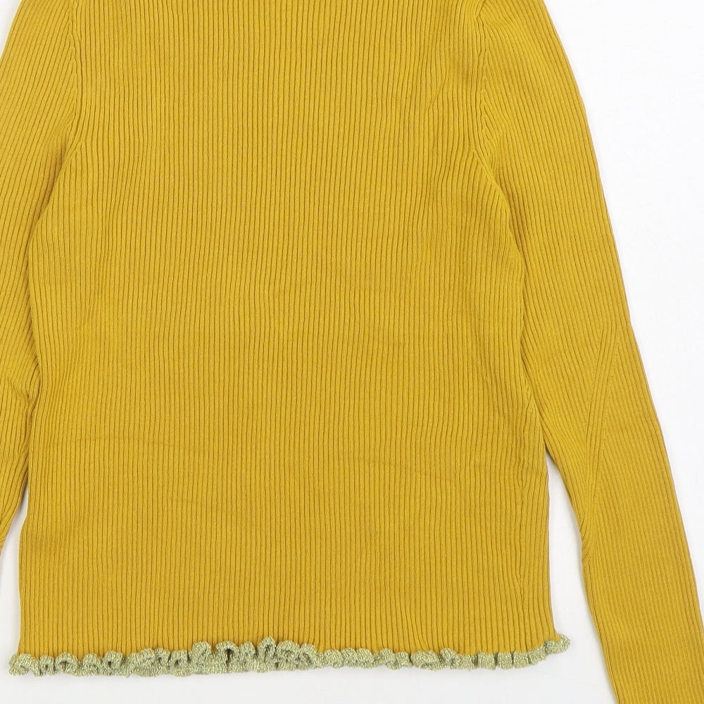 Marks and Spencer Womens Yellow High Neck Viscose Pullover Jumper Size 12