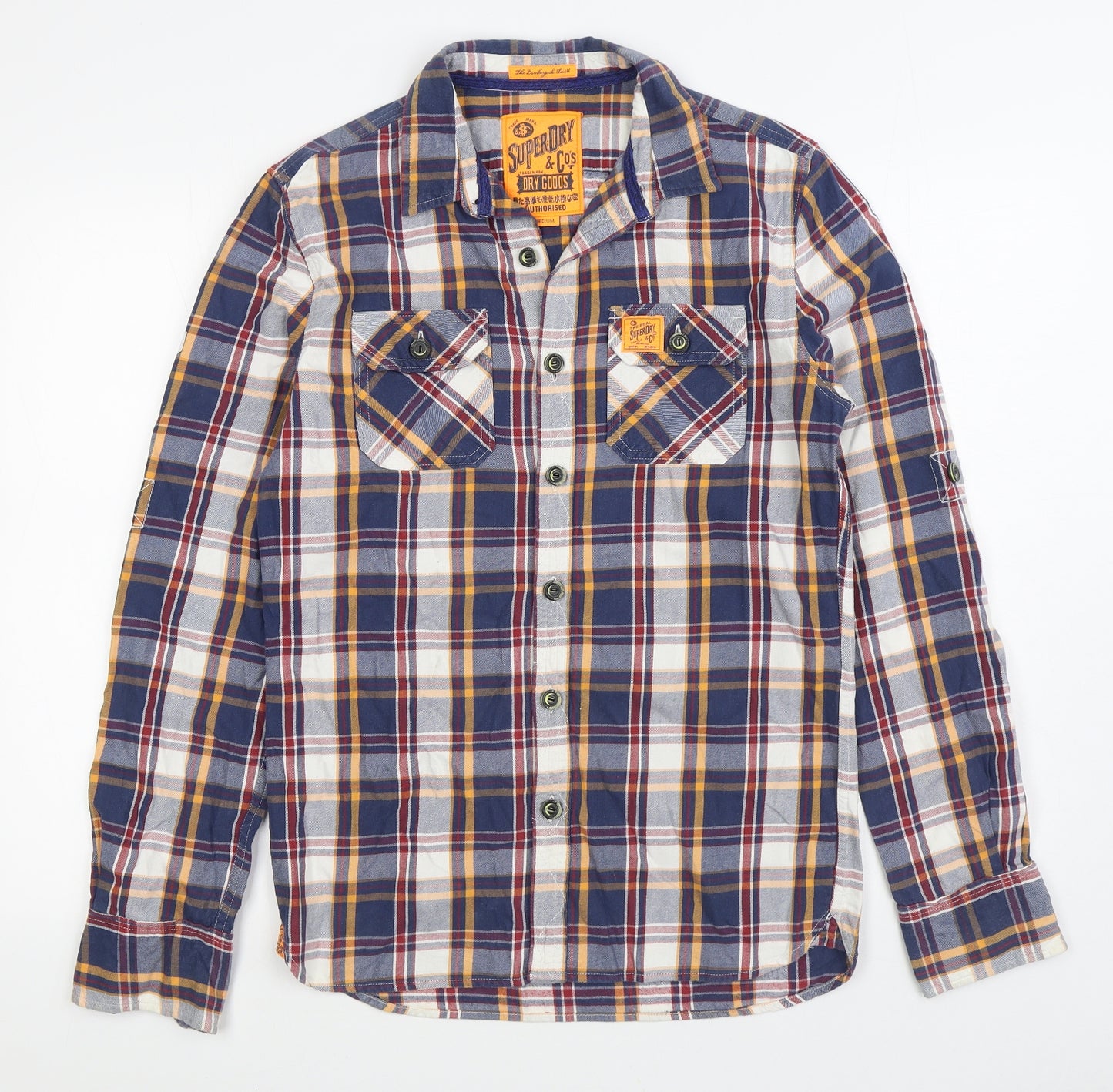 Superdry Mens Multicoloured Plaid Cotton Button-Up Size M Collared Button