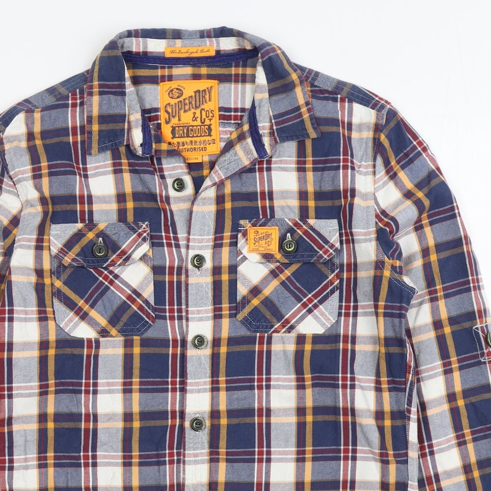 Superdry Mens Multicoloured Plaid Cotton Button-Up Size M Collared Button