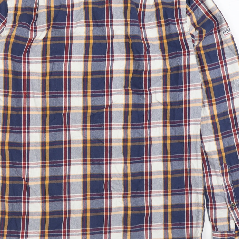 Superdry Mens Multicoloured Plaid Cotton Button-Up Size M Collared Button