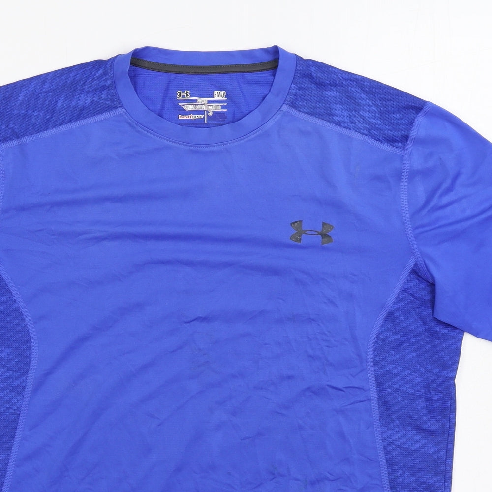 Under armour Mens Blue Polyester T-Shirt Size S Round Neck