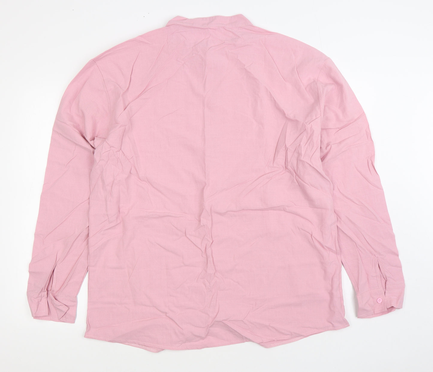 Preworn Mens Pink Linen Button-Up Size 2XL Round Neck Button
