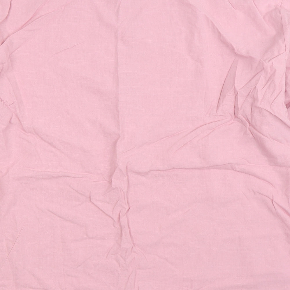 Preworn Mens Pink Linen Button-Up Size 2XL Round Neck Button