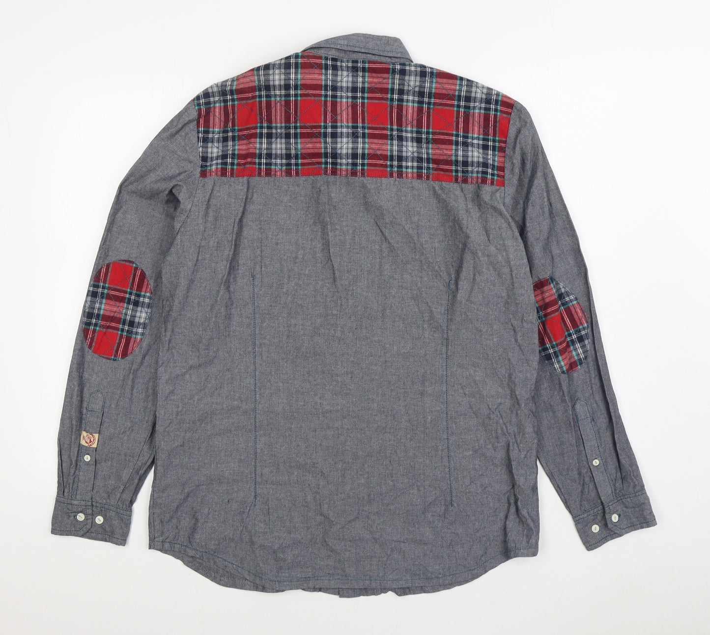 Superdry Mens Grey Cotton Button-Up Size L Collared Button