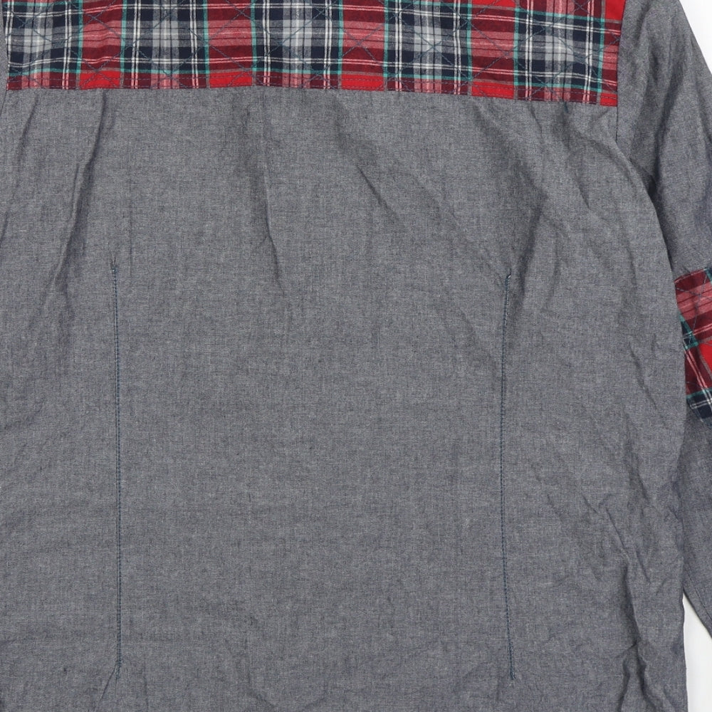 Superdry Mens Grey Cotton Button-Up Size L Collared Button