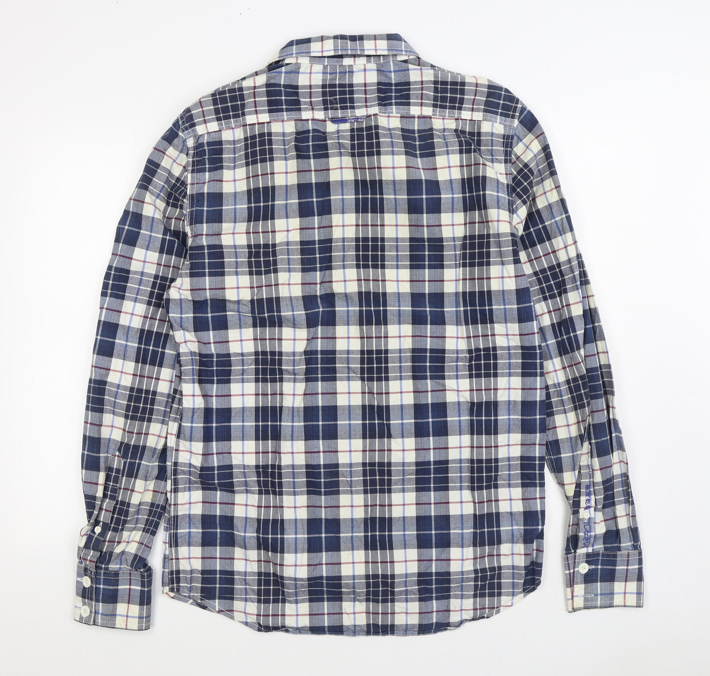 Superdry Mens Blue Plaid Cotton Button-Up Size XL Collared Button