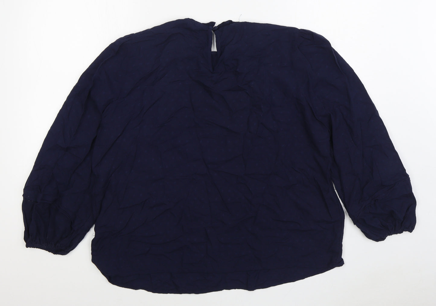 Marks and Spencer Womens Blue Viscose Basic Blouse Size 18 Round Neck