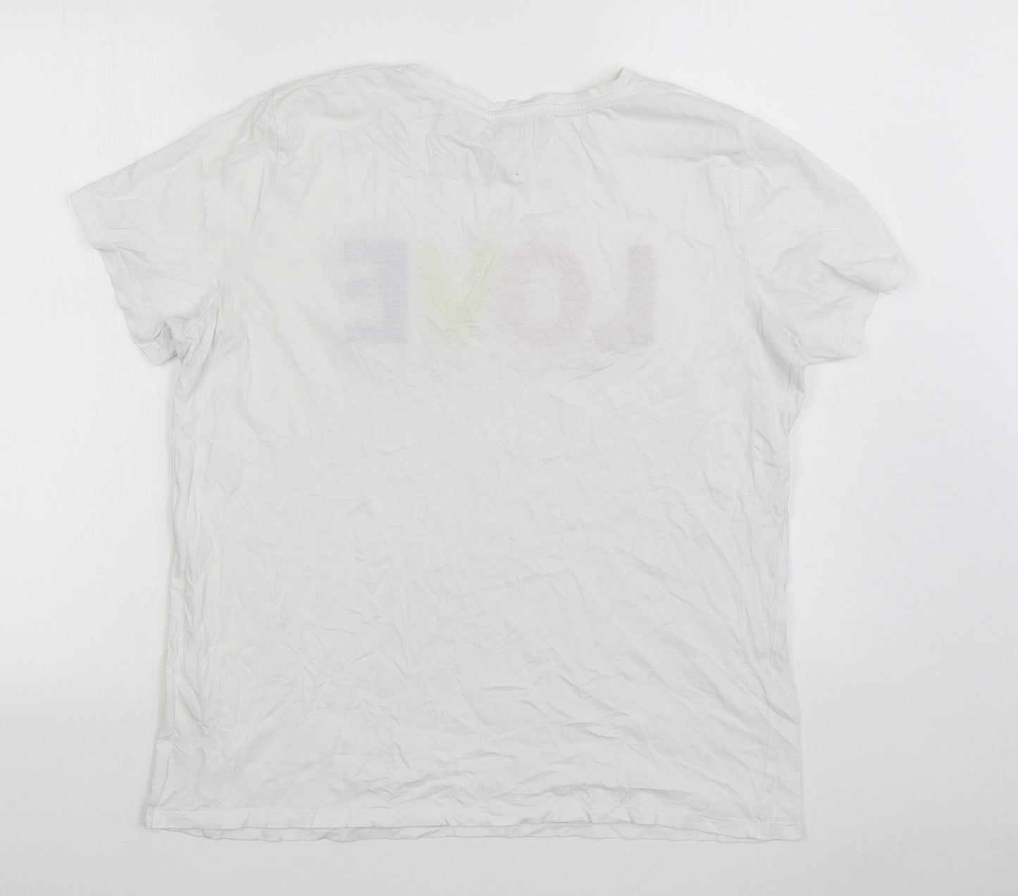 Primark Womens White 100% Cotton Basic T-Shirt Size L Round Neck