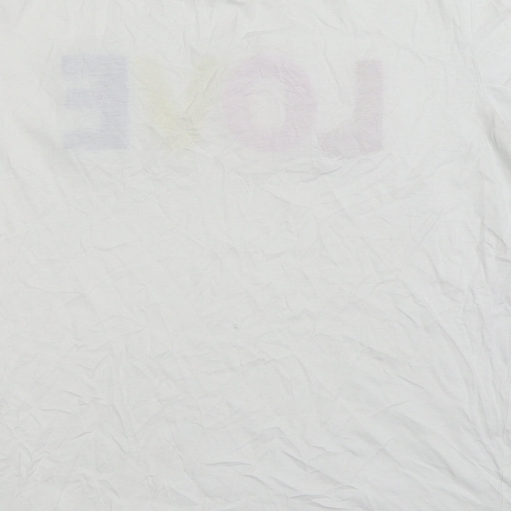 Primark Womens White 100% Cotton Basic T-Shirt Size L Round Neck