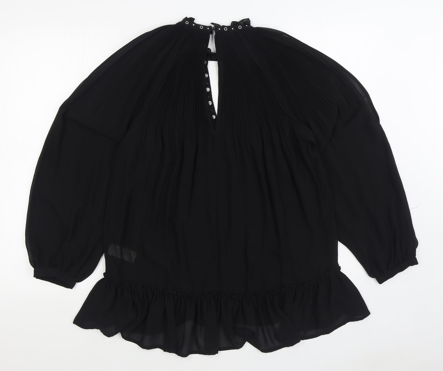 River Island Womens Black Polyester Basic Blouse Size 10 Roll Neck