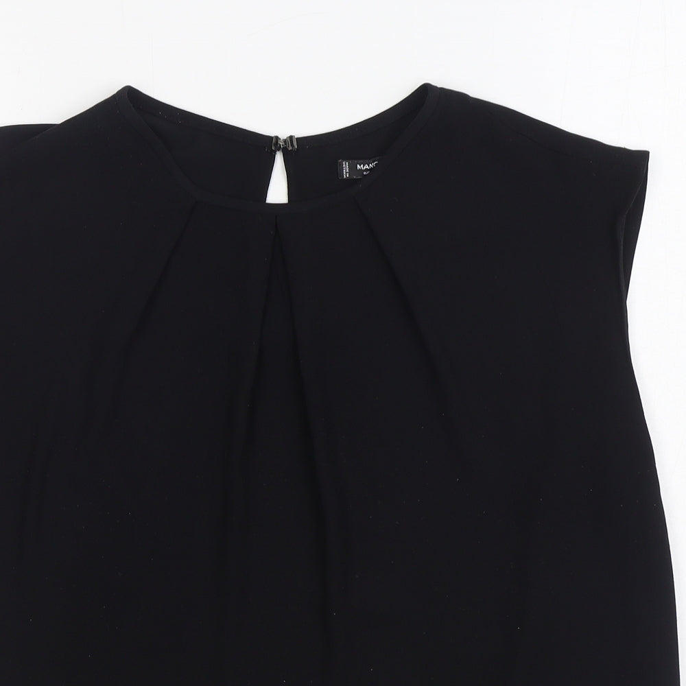 Mango Womens Black Polyester Basic Blouse Size L Boat Neck