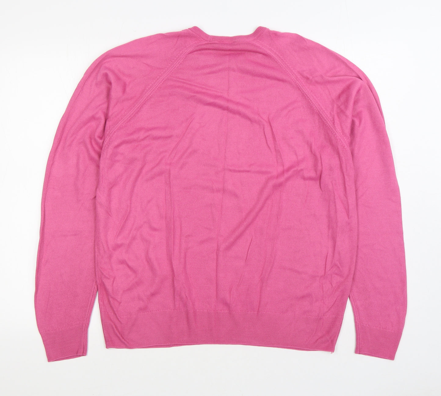 Courtelle Womens Pink Round Neck Acrylic Pullover Jumper Size 18