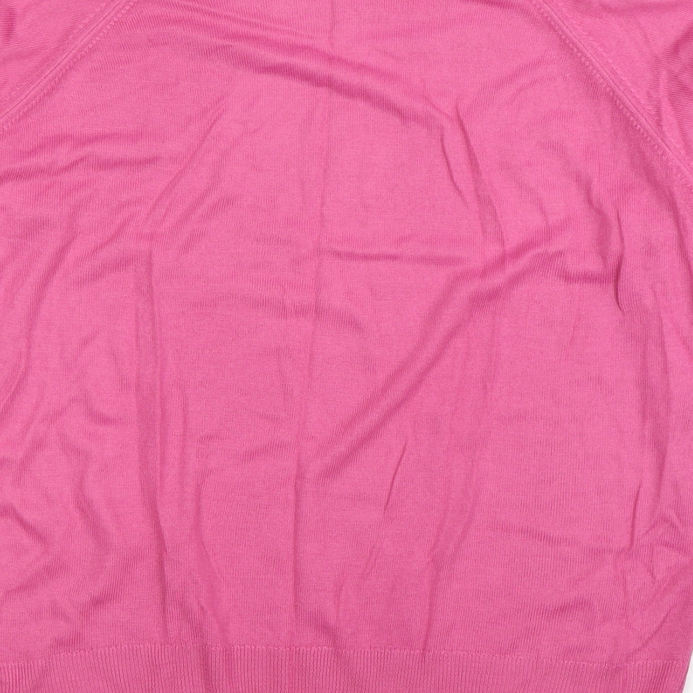 Courtelle Womens Pink Round Neck Acrylic Pullover Jumper Size 18
