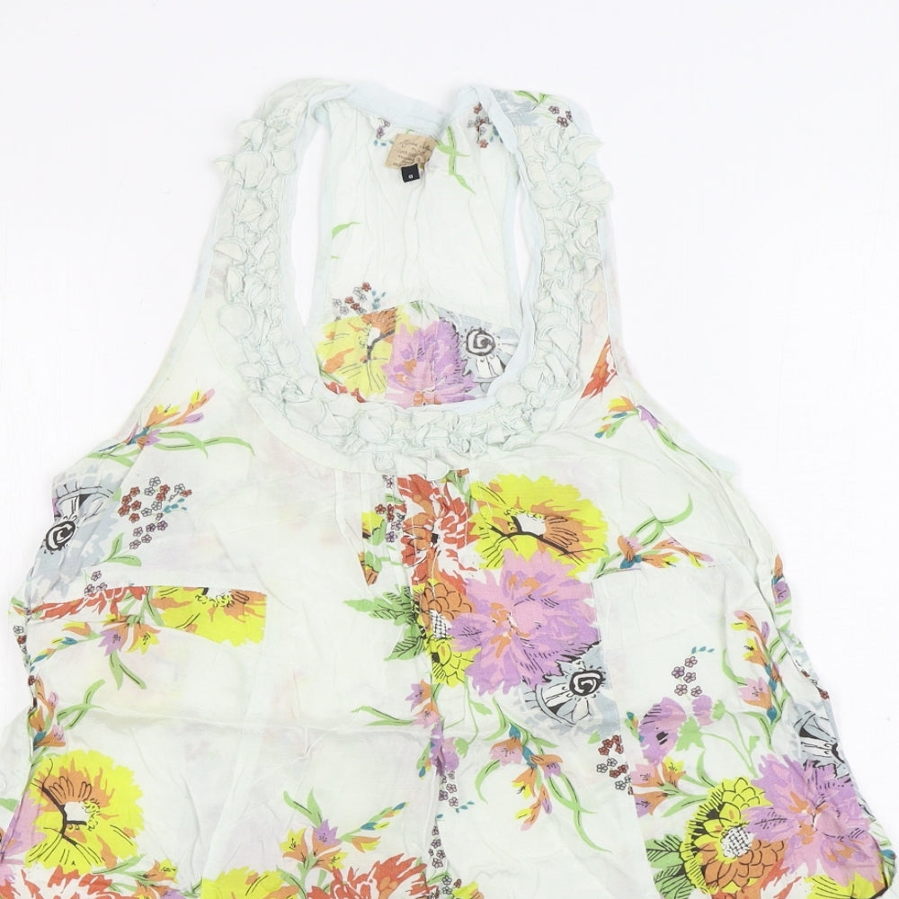 River Island Womens Multicoloured Floral Viscose Tunic Blouse Size 8 Scoop Neck