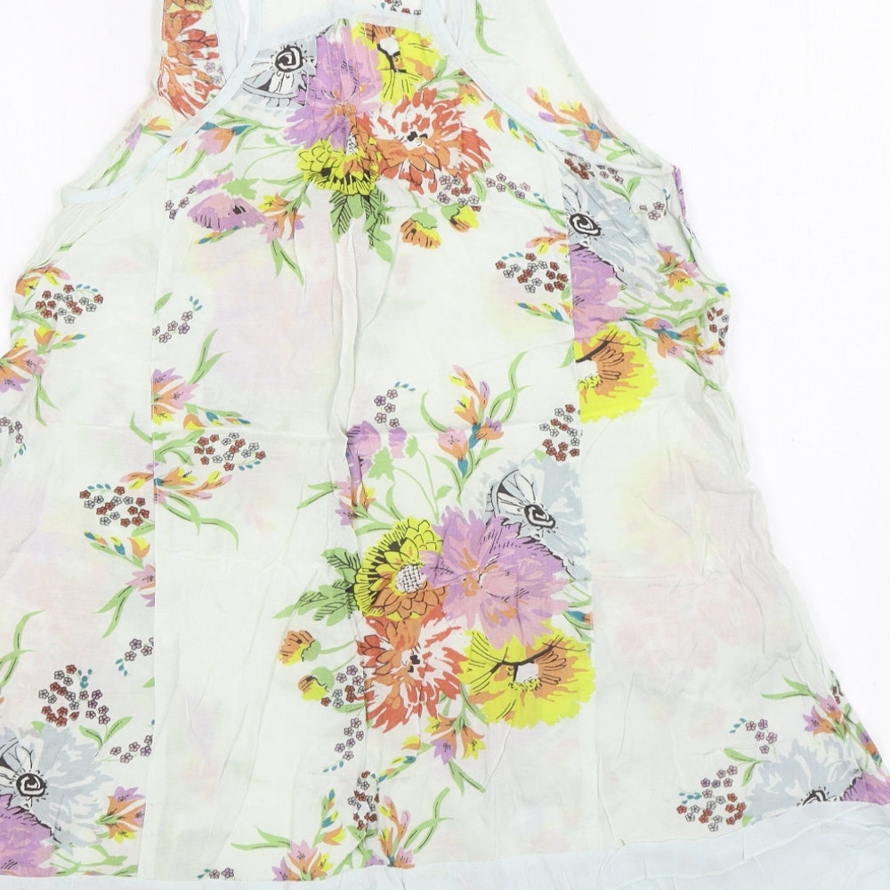 River Island Womens Multicoloured Floral Viscose Tunic Blouse Size 8 Scoop Neck