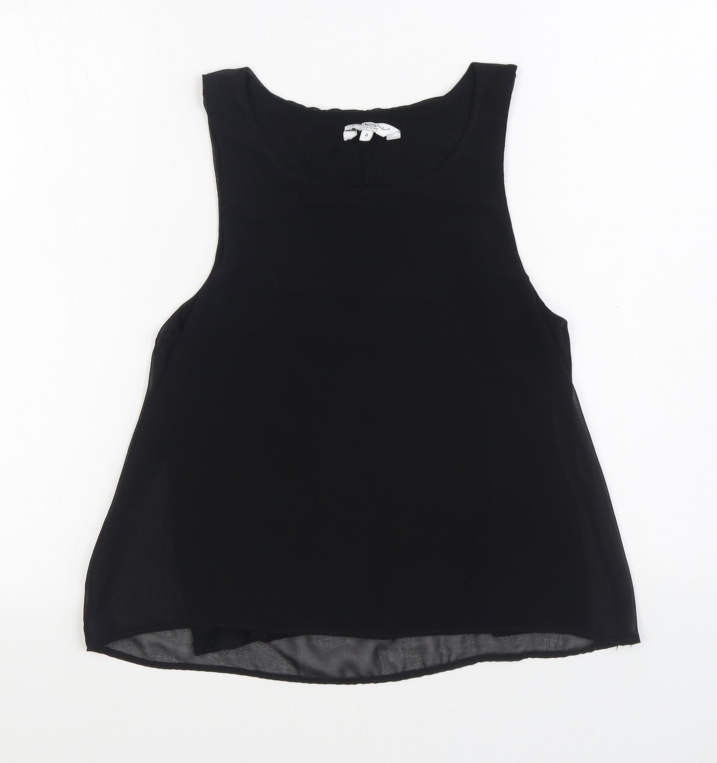 New Look Womens Black Polyester Basic Blouse Size 8 Boat Neck