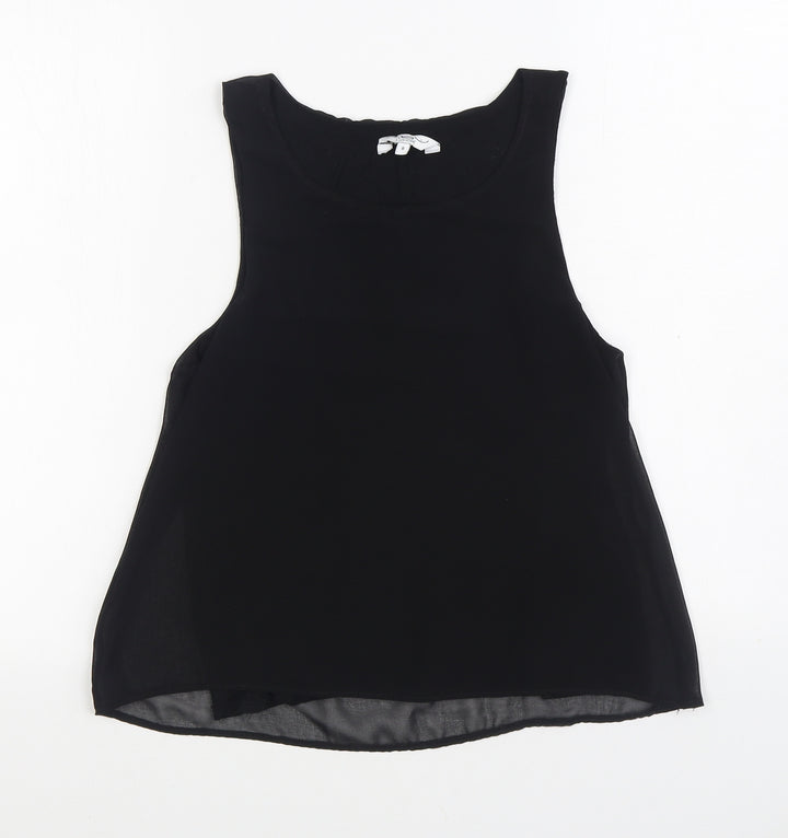 New Look Womens Black Polyester Basic Blouse Size 8 Boat Neck