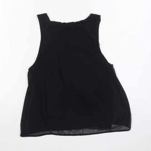 New Look Womens Black Polyester Basic Blouse Size 8 Boat Neck