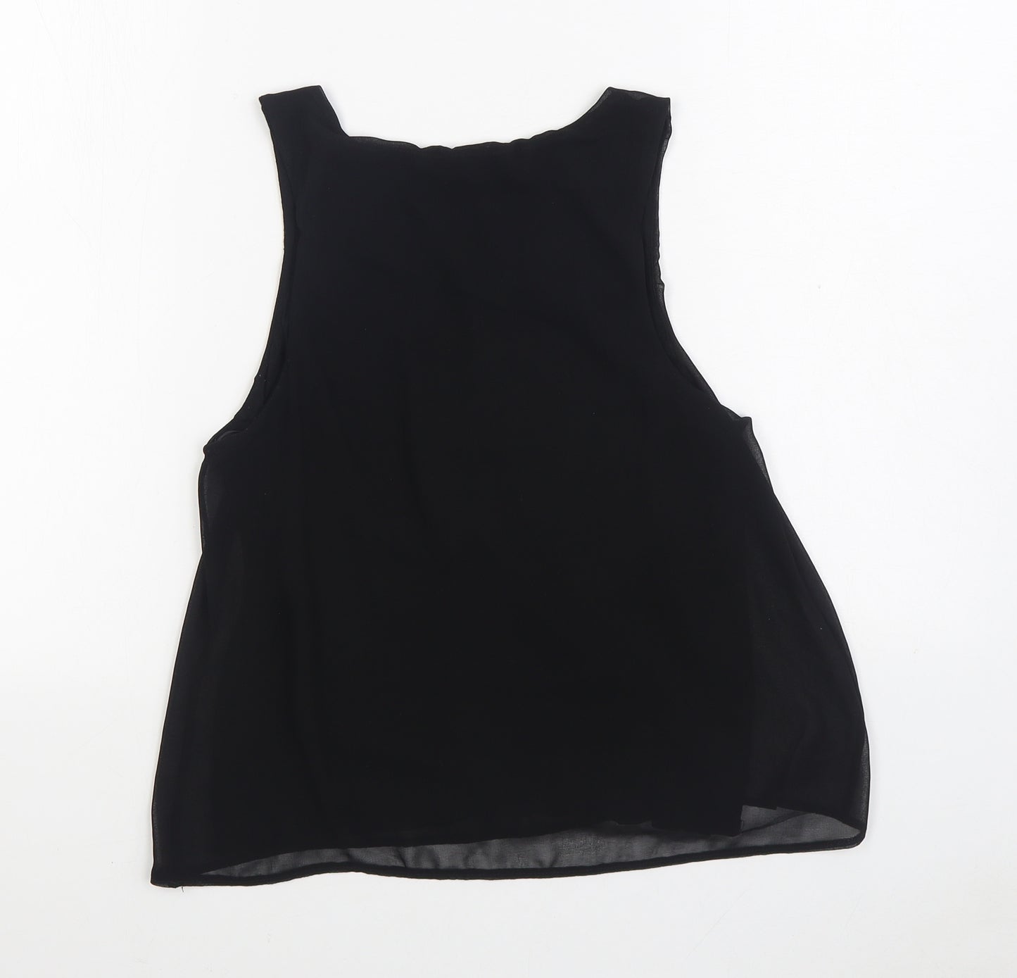 New Look Womens Black Polyester Basic Blouse Size 8 Boat Neck