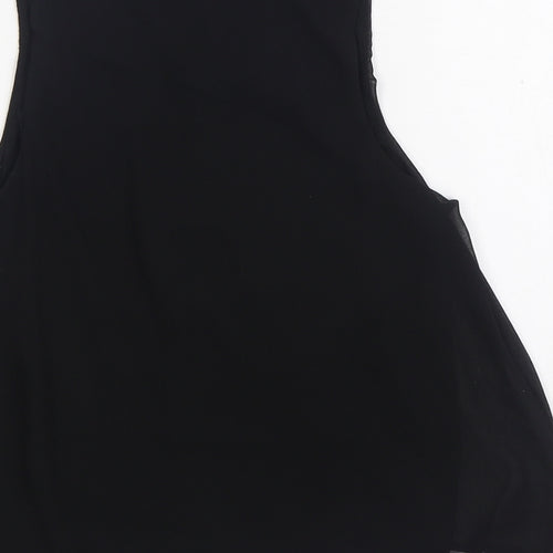 New Look Womens Black Polyester Basic Blouse Size 8 Boat Neck