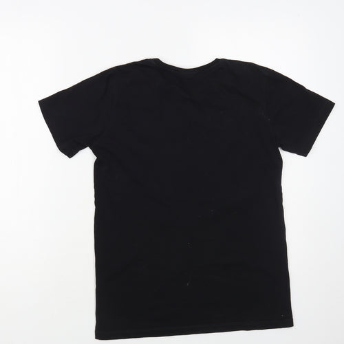 Preworn Boys Black Cotton Pullover T-Shirt Size 12-13 Years Crew Neck Pullover - Skull